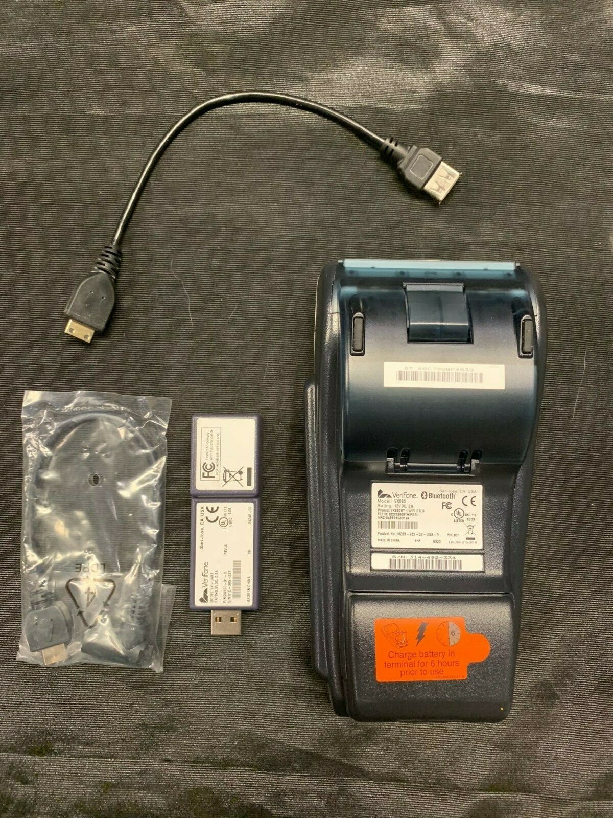 VeriFone VX680 Wireless Credit Card M268-793-C6-USA-3 CBL268-003-01-B VX-UART