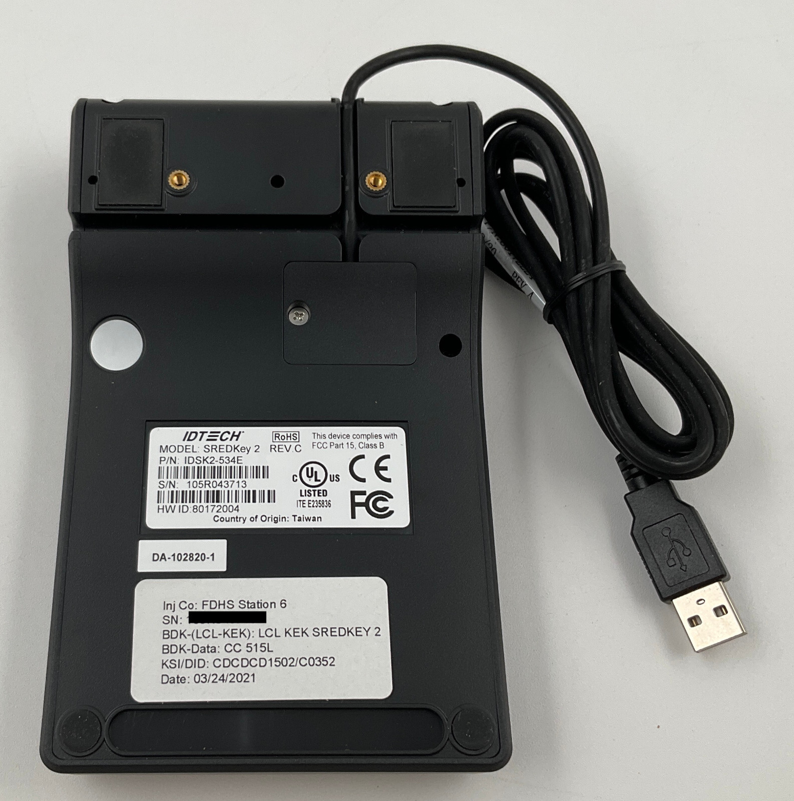 ID Teck SREDKey 2 Encrypted 10-Key Keypad w/ Magstripe Reader IDSK2-534E