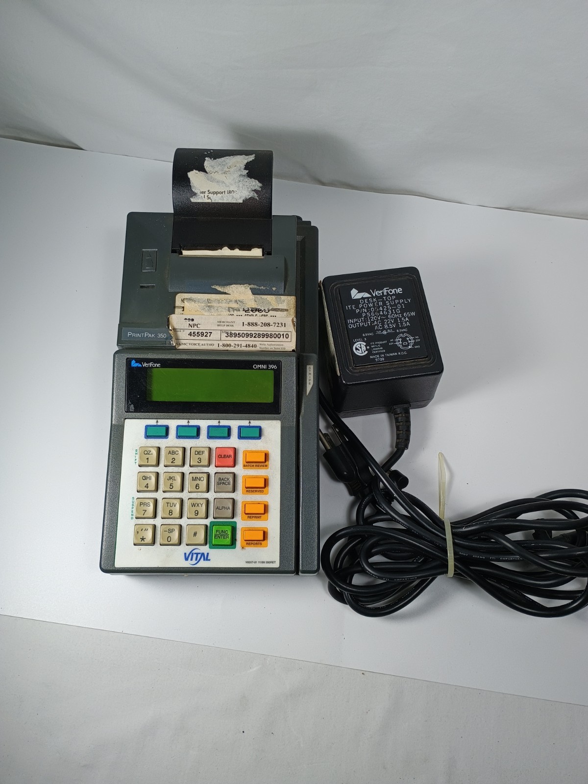 Verifone Omni 396 PrintPak 350 Credit Card Terminal Reader Swiper Printer