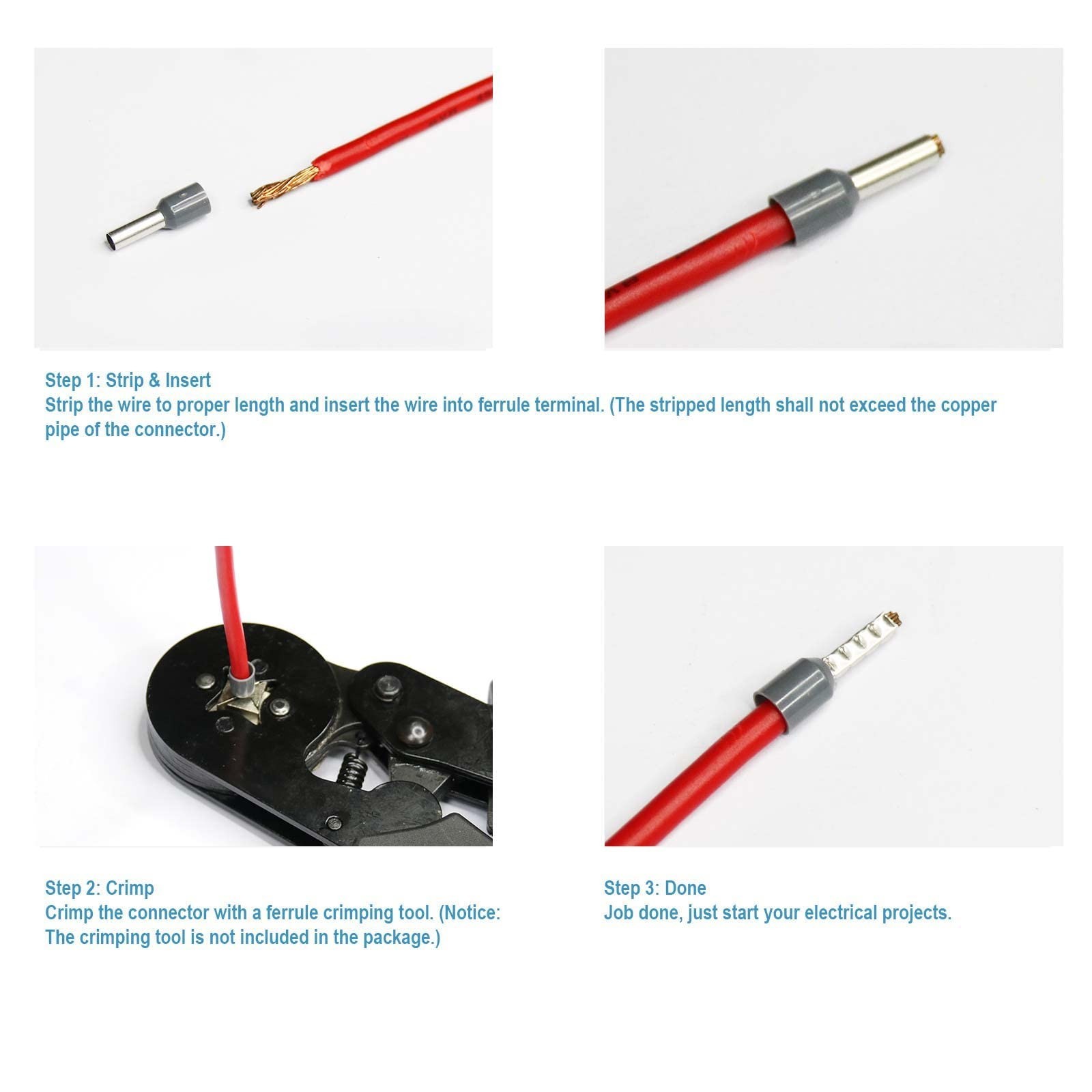Fidioto 1200pcs Wire Ferrules Terminals Kit AWG 22-8