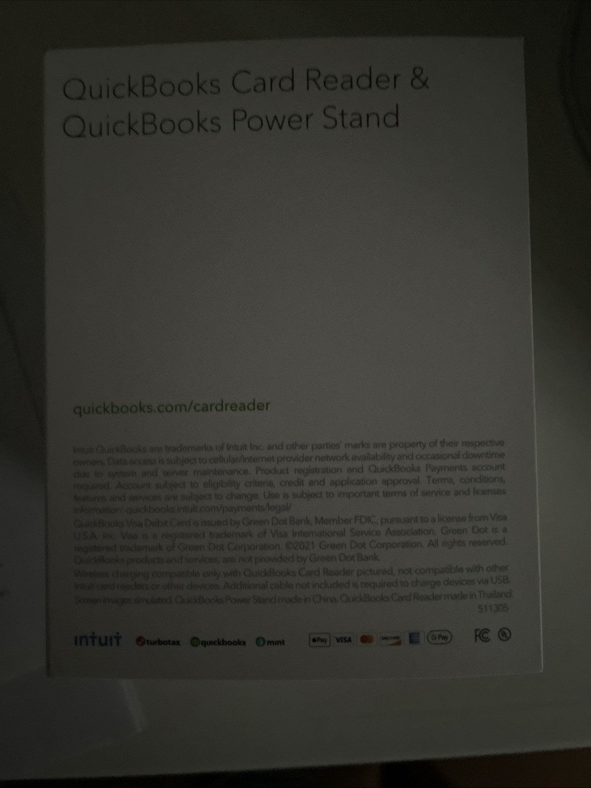 Intuit QuickBooks Credit Card Reader and Power Stand F11305 – Black /Green