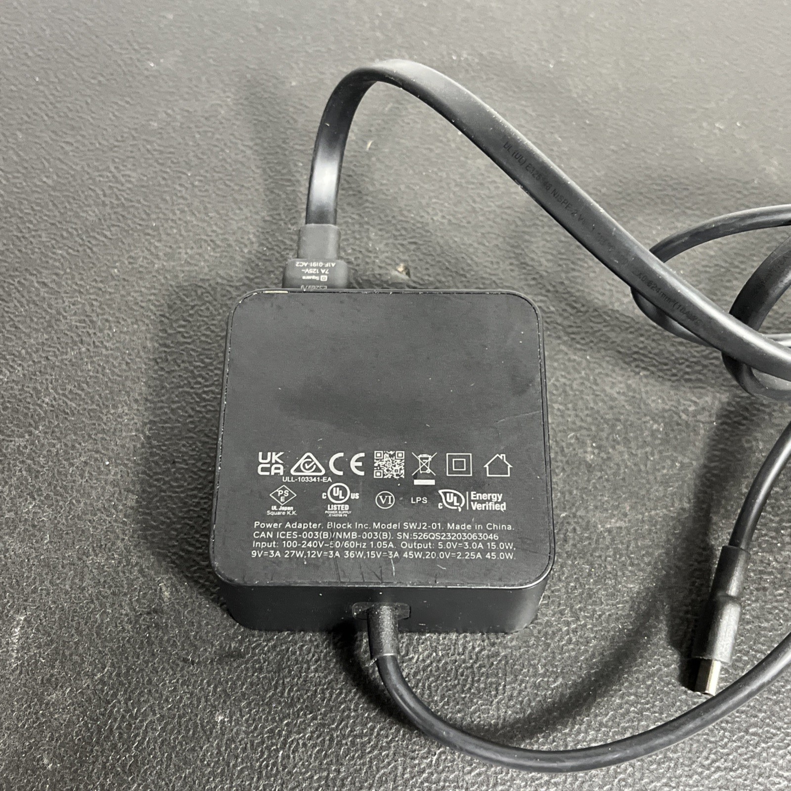 Square Power Adapter Model SWJ2-01 TYPE C