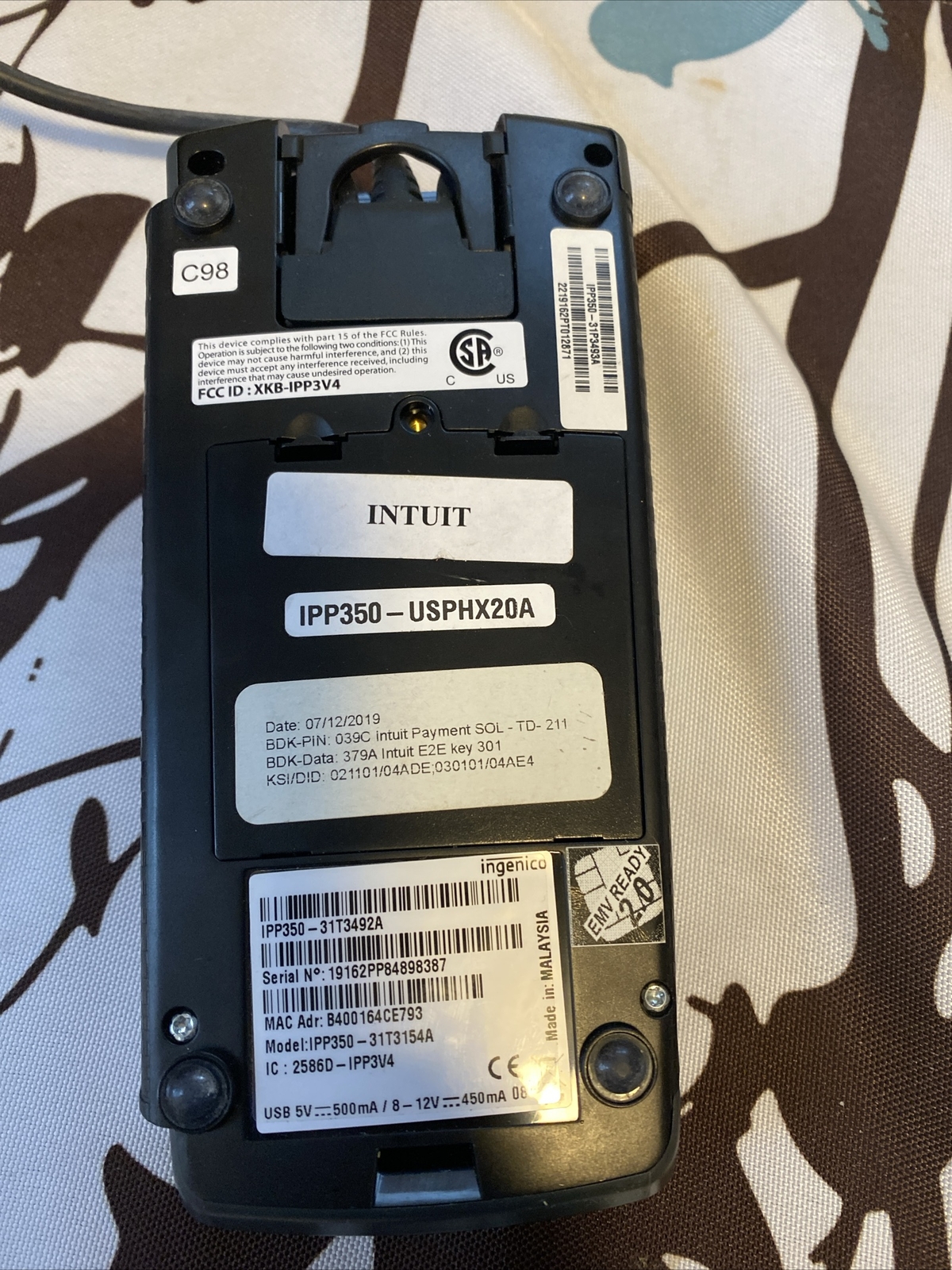 Ingenico IPP350-31T3492A Black x 64 LCD Display Credit Card Reader Terminal