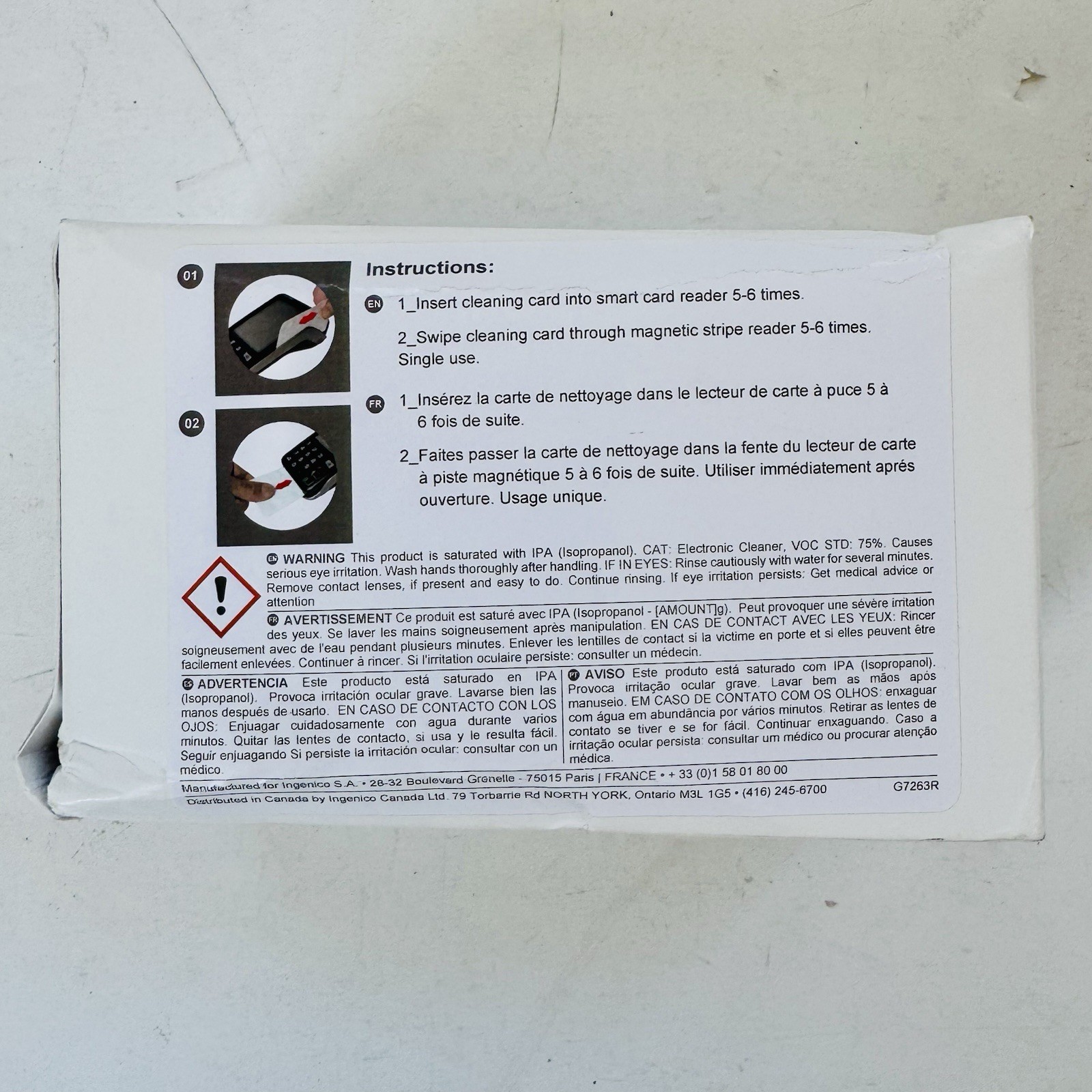 Ingenico Cleaning Card for Smart Cards & Magnetic Stripe 40 Count