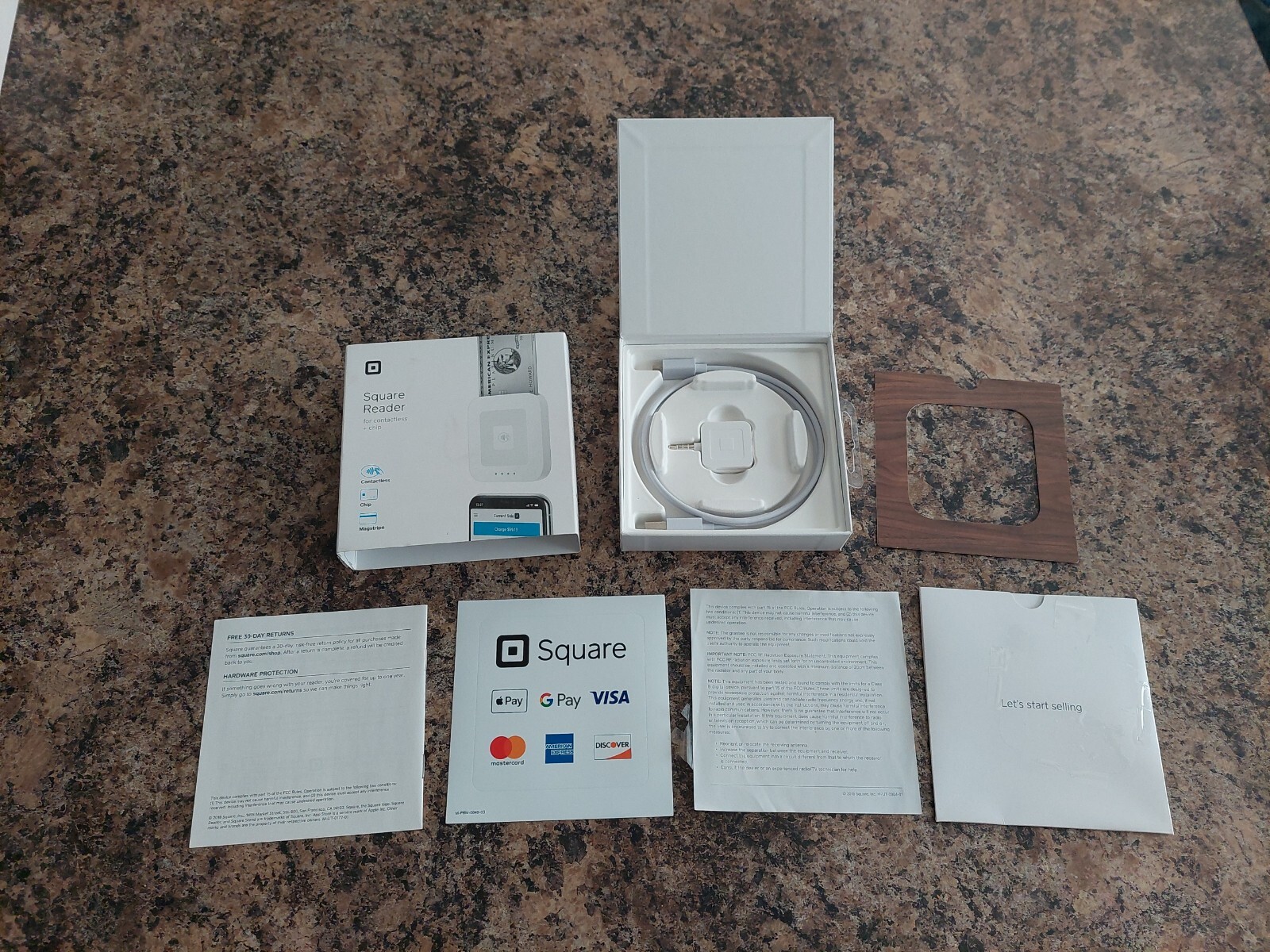 New open box Square Reader Accessories Only phone jack reader Sticker USB cable