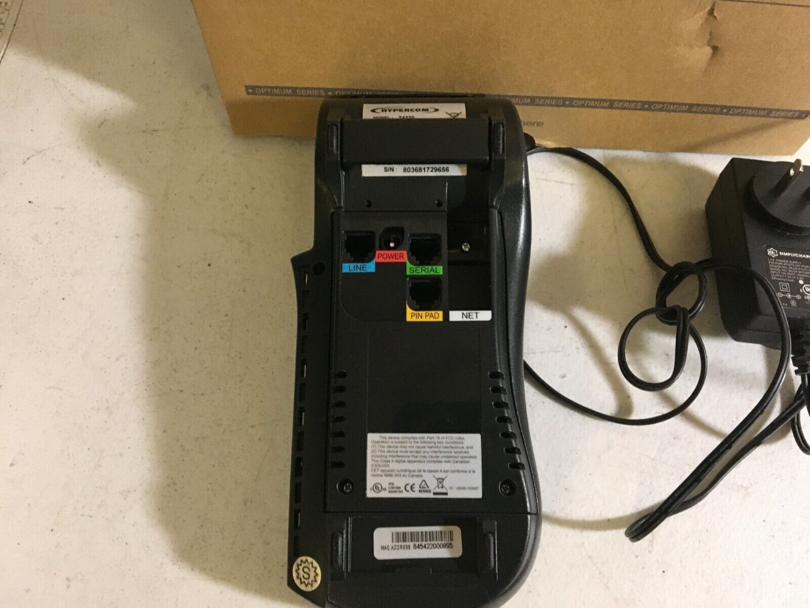 Hypercom T4220 CREDIT / DEBIT CARD READER PRINTER T4220 ORIGINAL BOX POWER CORD