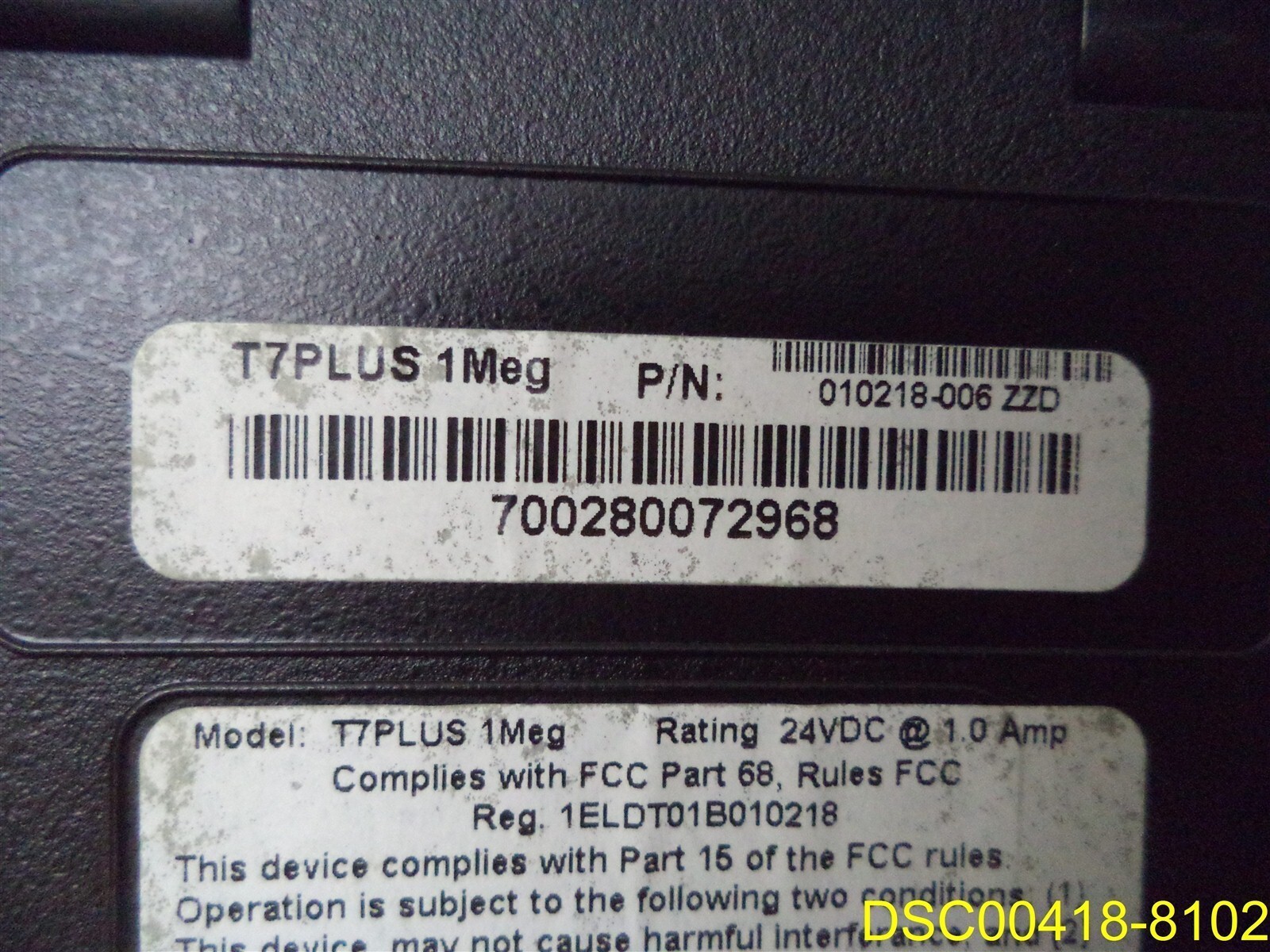 No power cord: HYPERCOM T7 PLUS TERMINAL 010218-006