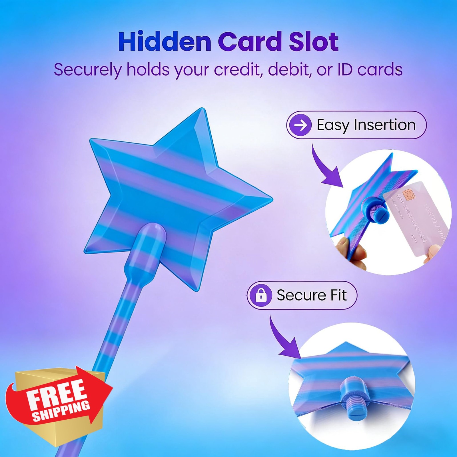 CVYDJXVW Credit Card Wand Blue Pink