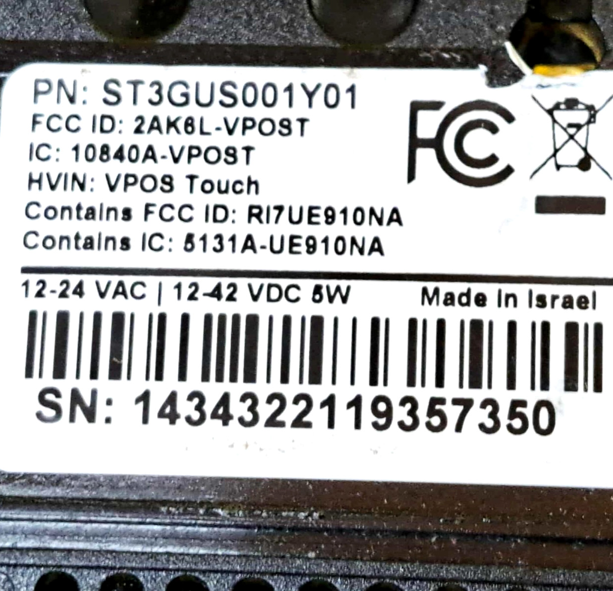 ⚡TRANSFER ISSUE⚡NAYAX VPOS TOUCH ST3GUS001Y01 IPS TOUCH LCD MIC BUZZER SPEAKER⚡