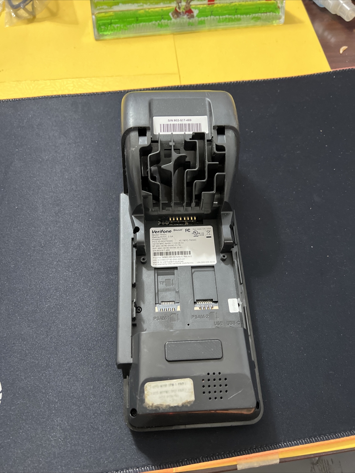Verifone Trinity T650c Touchscreen Credit Card Terminal No Power Adapter