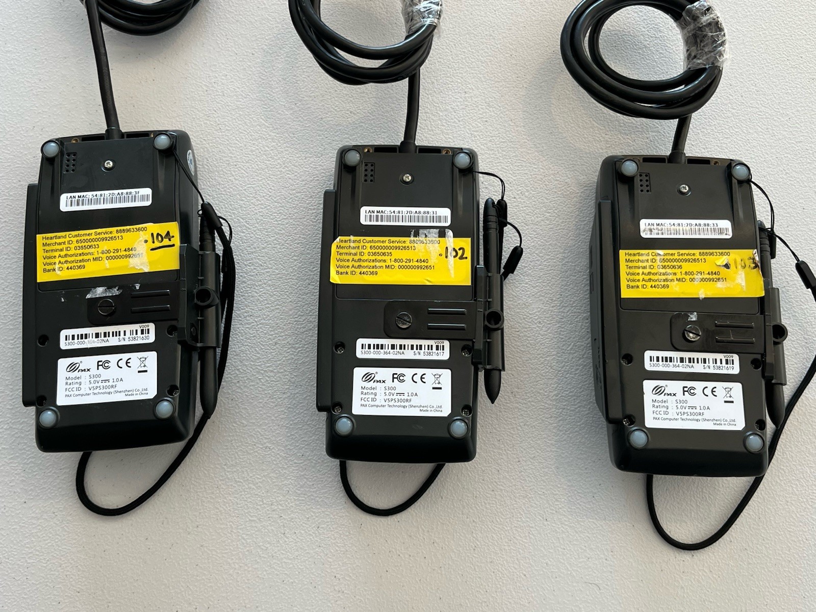 Lot Of 3- PAX S300 S300-000-364-02NA Credit Card Payment Terminal/Parts Only