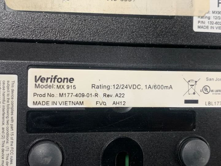 Verifone Model: MX 915 P/N:M177-409-01-R