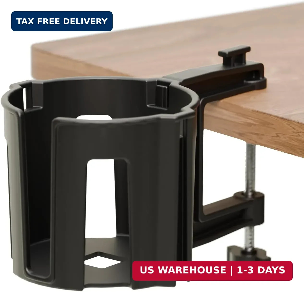 Original Large Desk Cup Holder Clamp | Anti-Spill Mount, Multi-Directional Drink