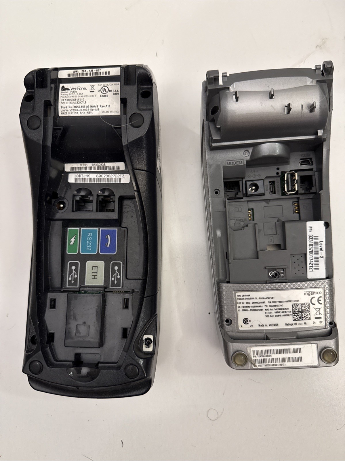 Ingenico Desk/5000 & Verifone VX520 Payment Terminal Parts– No Battery– Untested