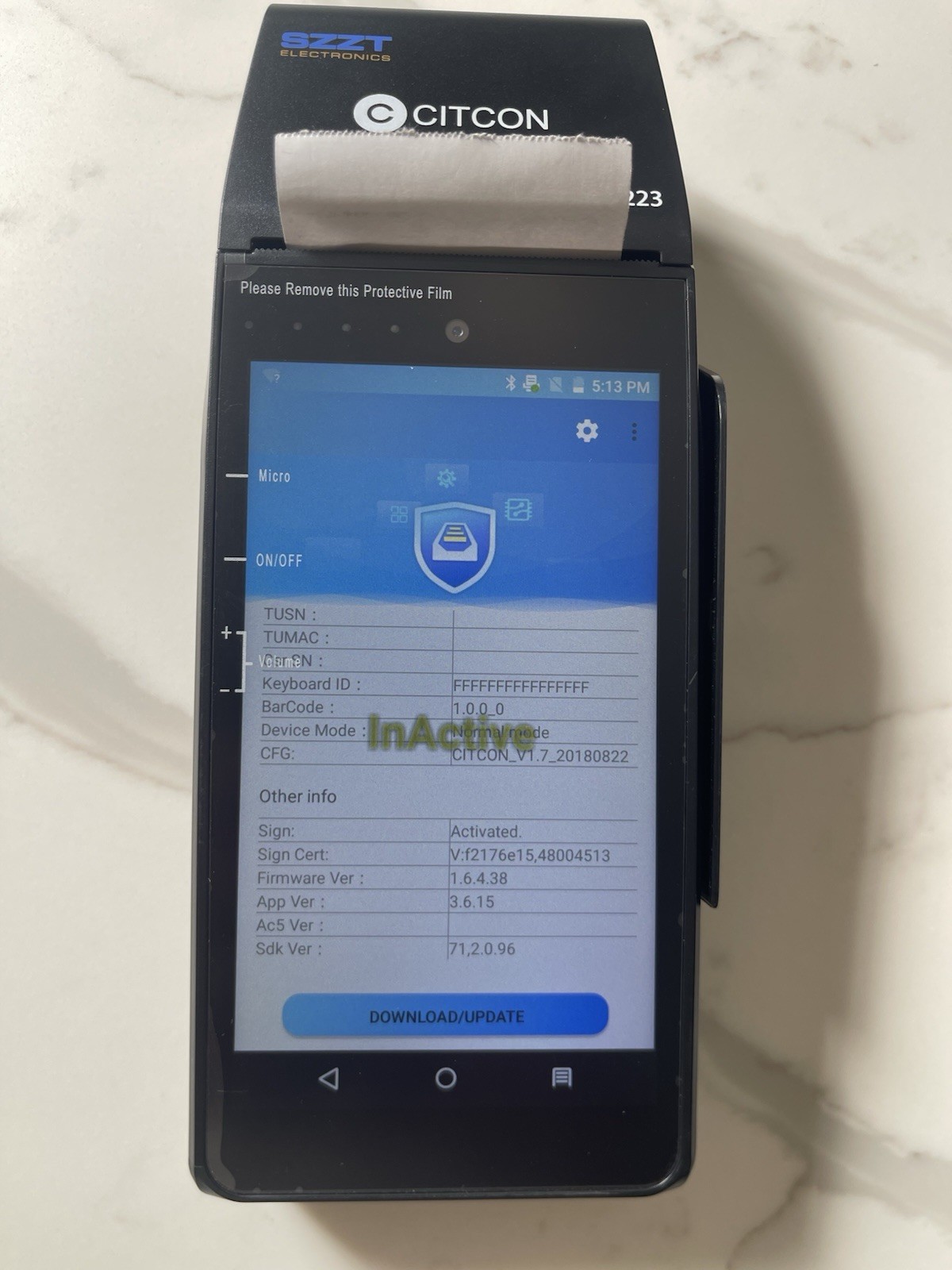 SZZT ELECTRONICS CO., LTD Mobile Digital POS Payment System Model KS8223