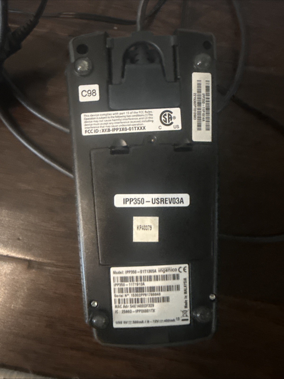 Ingenico iPP350 Credit Card Terminal for Revel POS w/ Power Supply – Tested