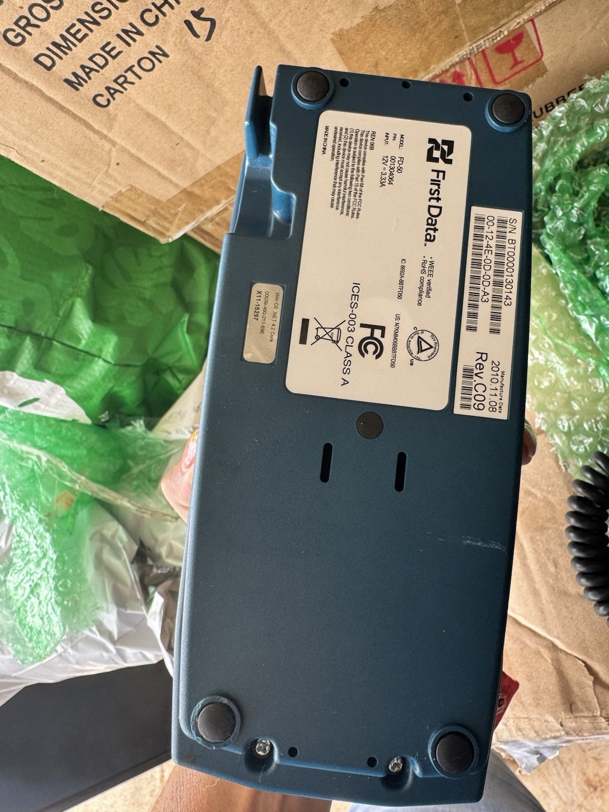 First Data FD50 Credit Card Reader Processing Terminal X2