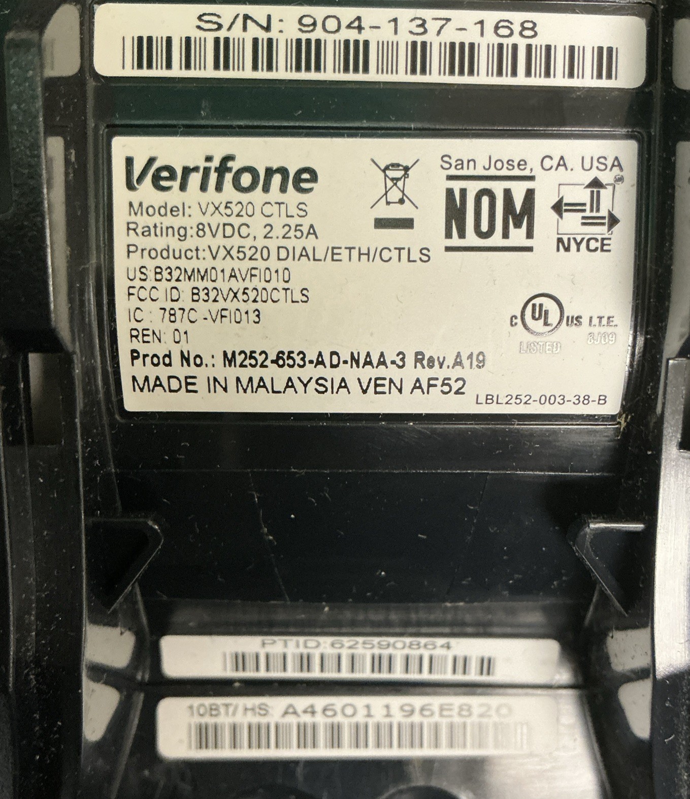Verifone VX520 CTLS Credit Card Terminal Machine