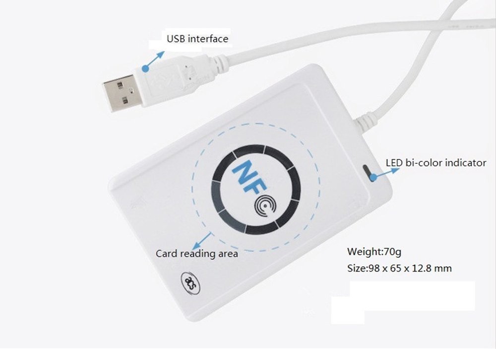 Contactless IC Card Reader Writer USB, NFC ACR122U, SDK & IC Card Included
