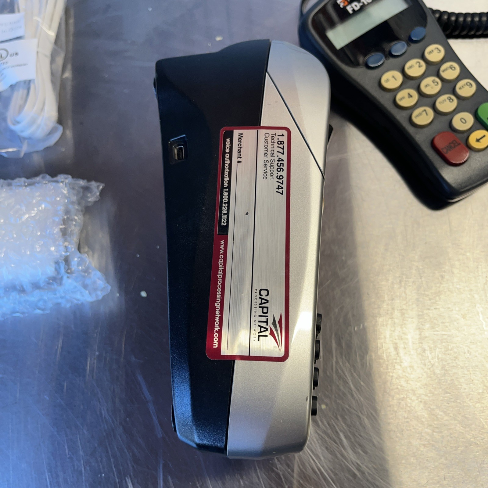 First Data FD-50Ti Credit Card Terminal + Printer 001689064 w/ FD-10 Number Pad