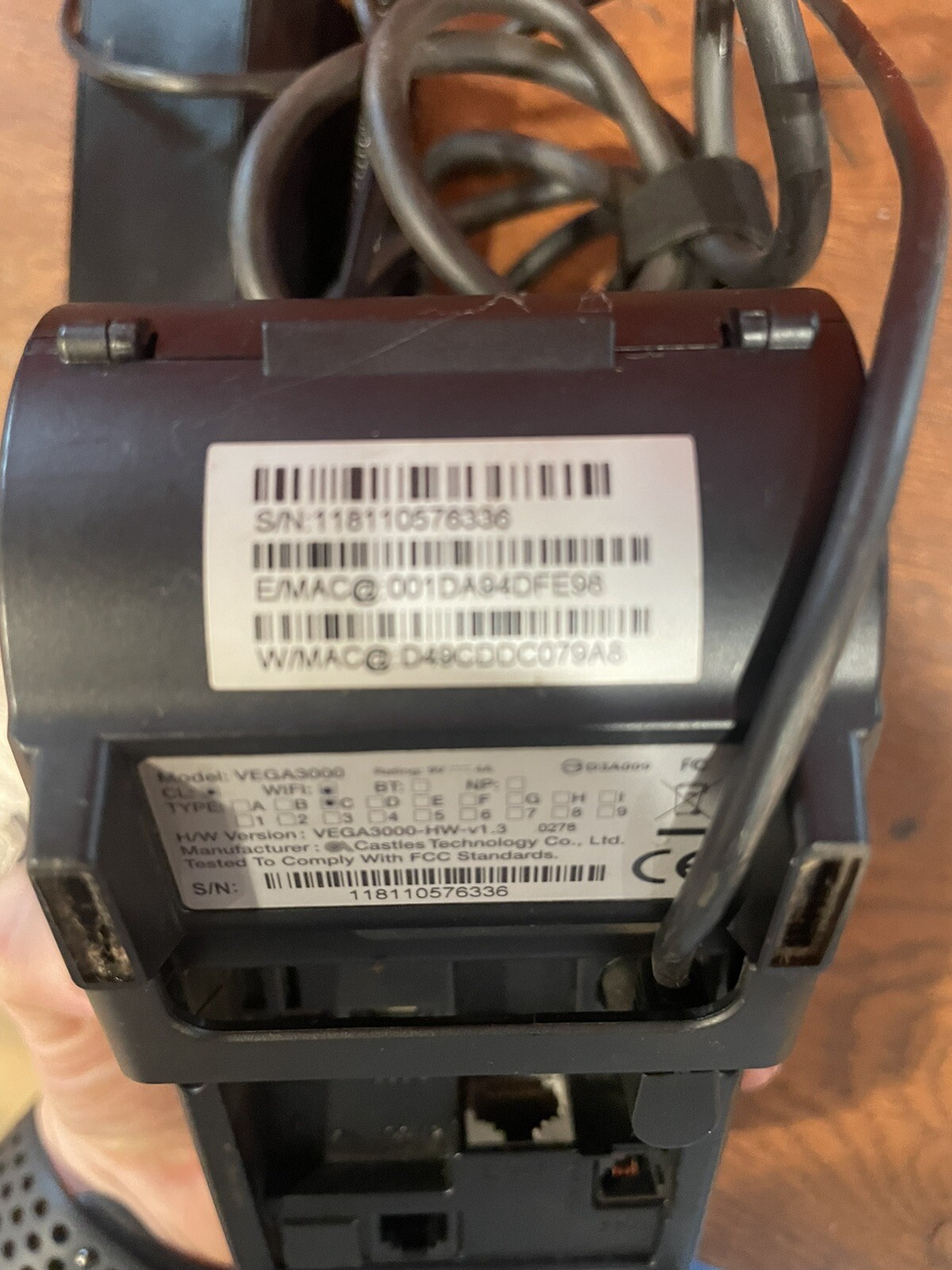 D Javoo Z11 Model Vega3000 Credit Card Terminal