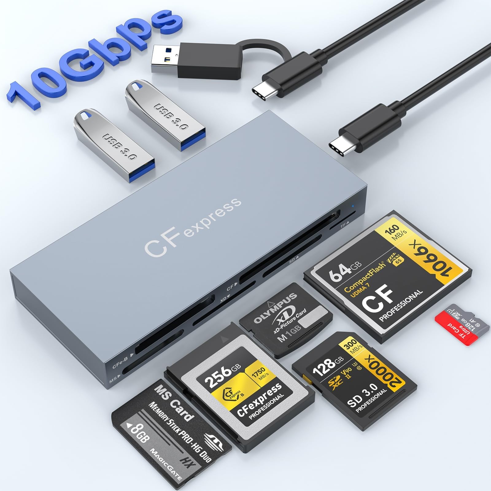 8 in 1 CFexpress Type B Card Reader, 10Gbps Multi CF Express Reader for CFexp…