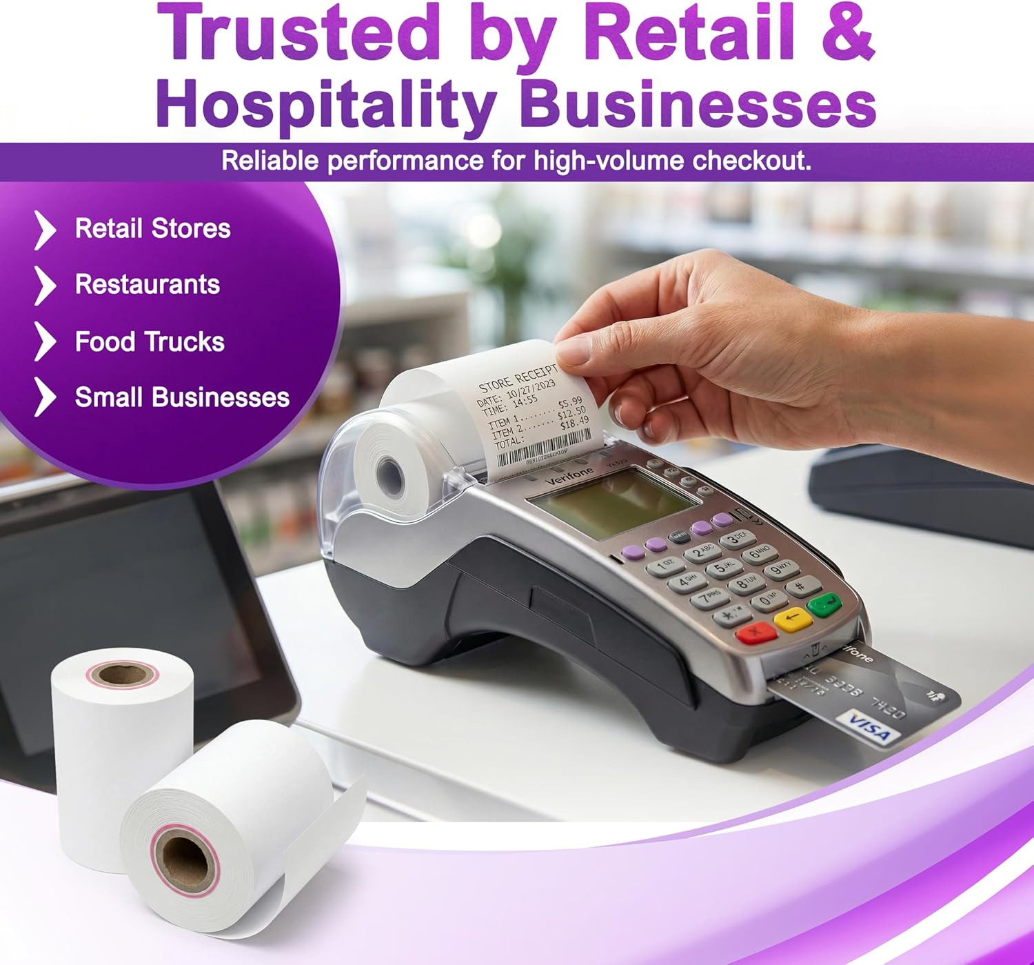Verifone & Ingenico Thermal Paper Rolls 2 1/4″ X 55′ (10 Pack) BPA Free Receipt
