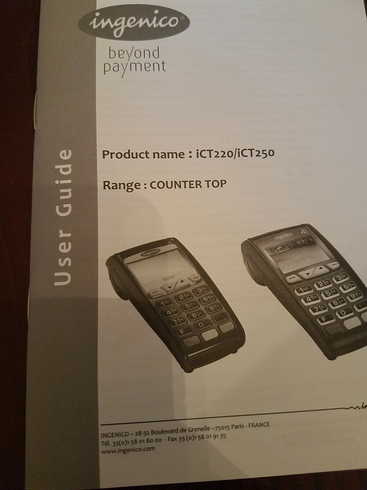 User Guide For Beyond Payment Ict220/iCT250 Glass Decalss And Cord Parts