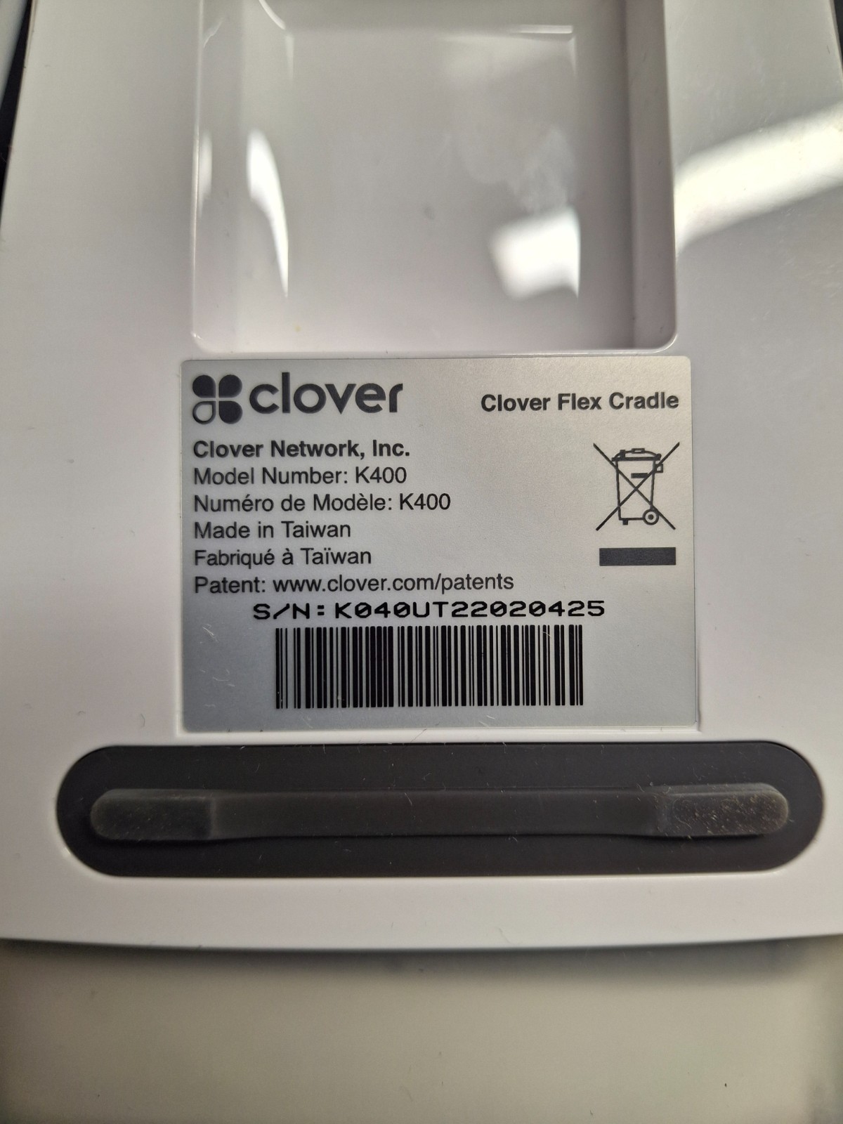 (1) Clover Handheld POS System K400 with Cradle Power Supply 8 Rolls Paper