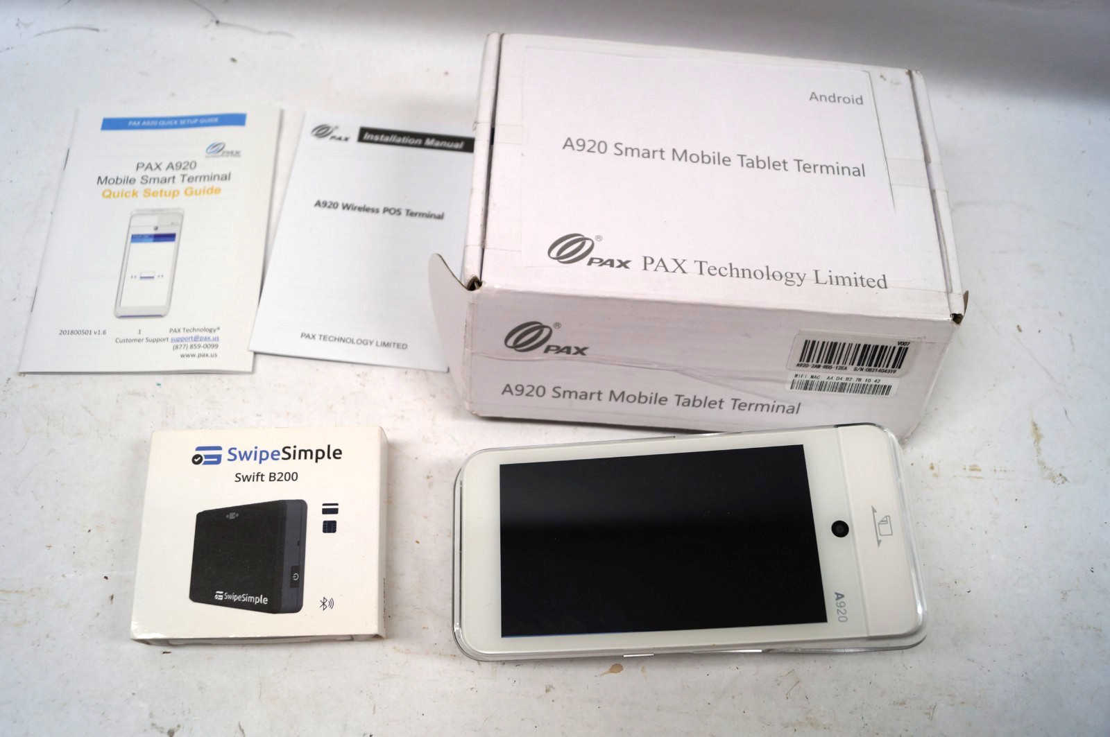 PAX A920 Wireless POS Smart Mobile Tablet Terminal READ Untested PoR C222