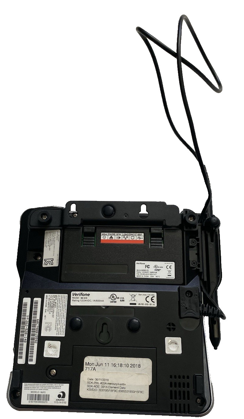 Verifone MX915 Credit Card Terminal w/ MX900-02 Comm Base – Parts or Repair