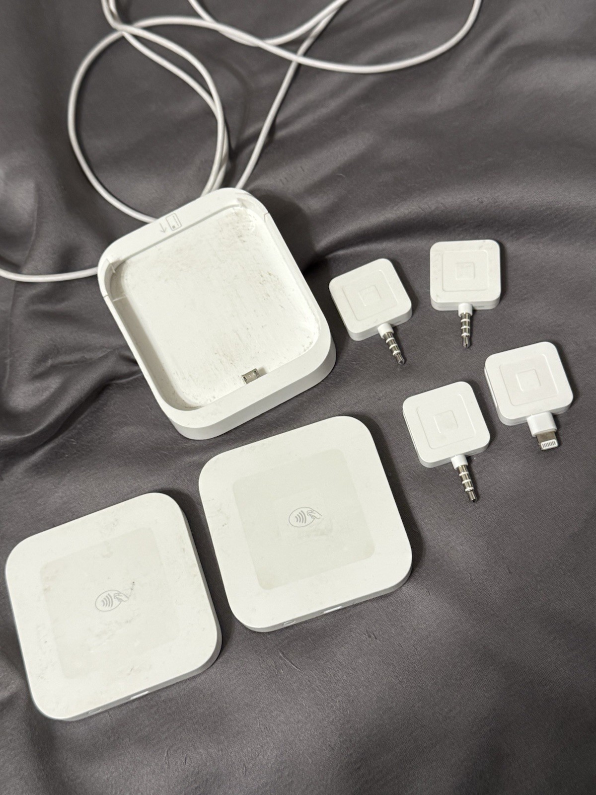 Square S6 Credit Card Reader Lot Of 2 w/ 1 Dock and 4 Magstripe Swipers