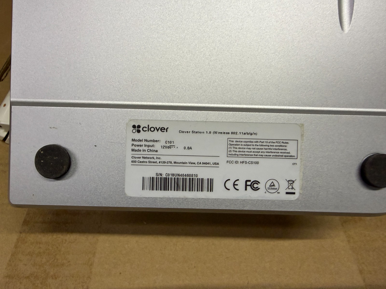 Clover Station 1.0 C10 Wireless POS Terminal Credit Card Reader for parts only