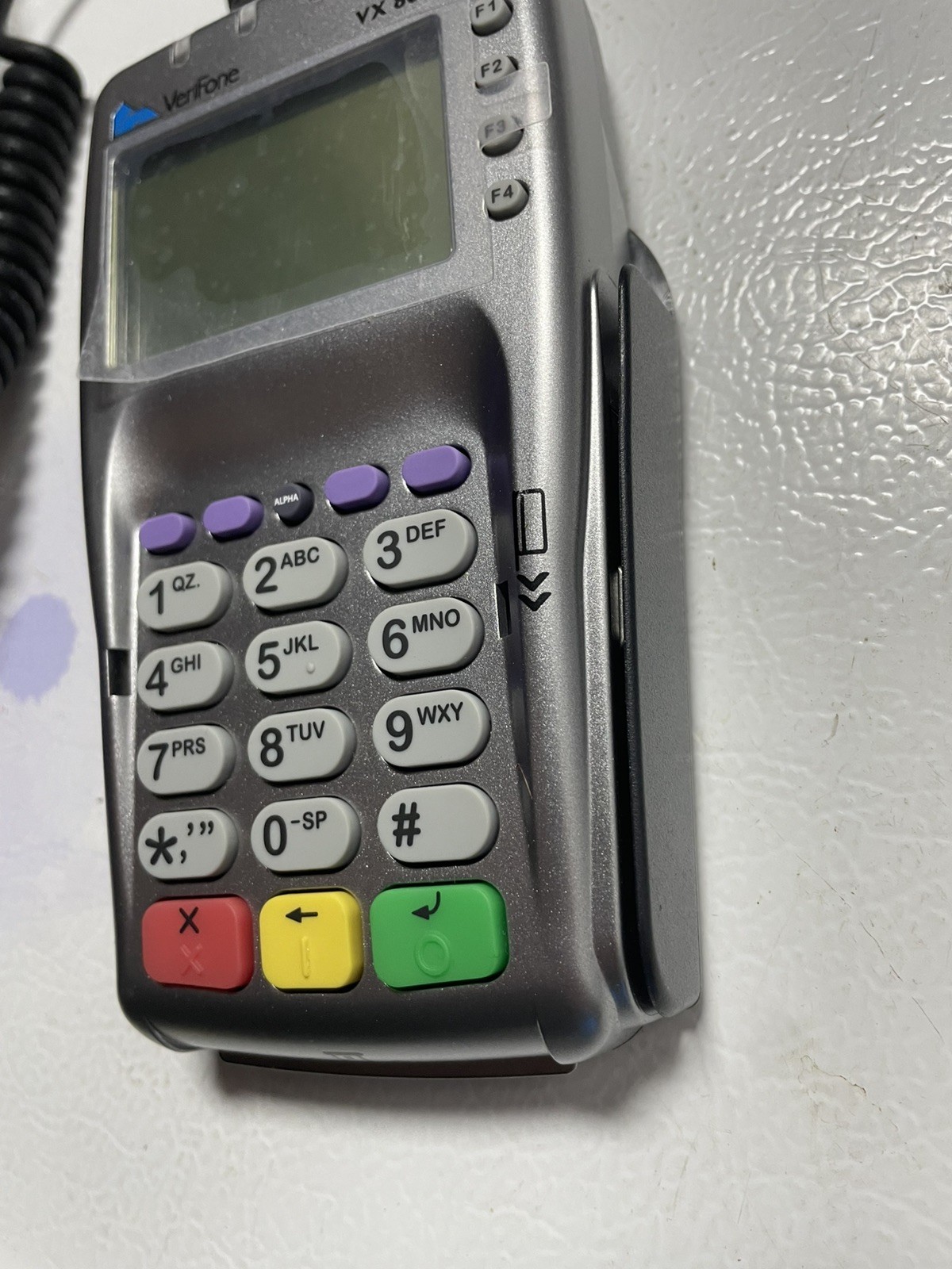 VeriFone VX805 CTLS Pin Pad Tamper Chip/Card Reader W/ Power Cord. For parts.