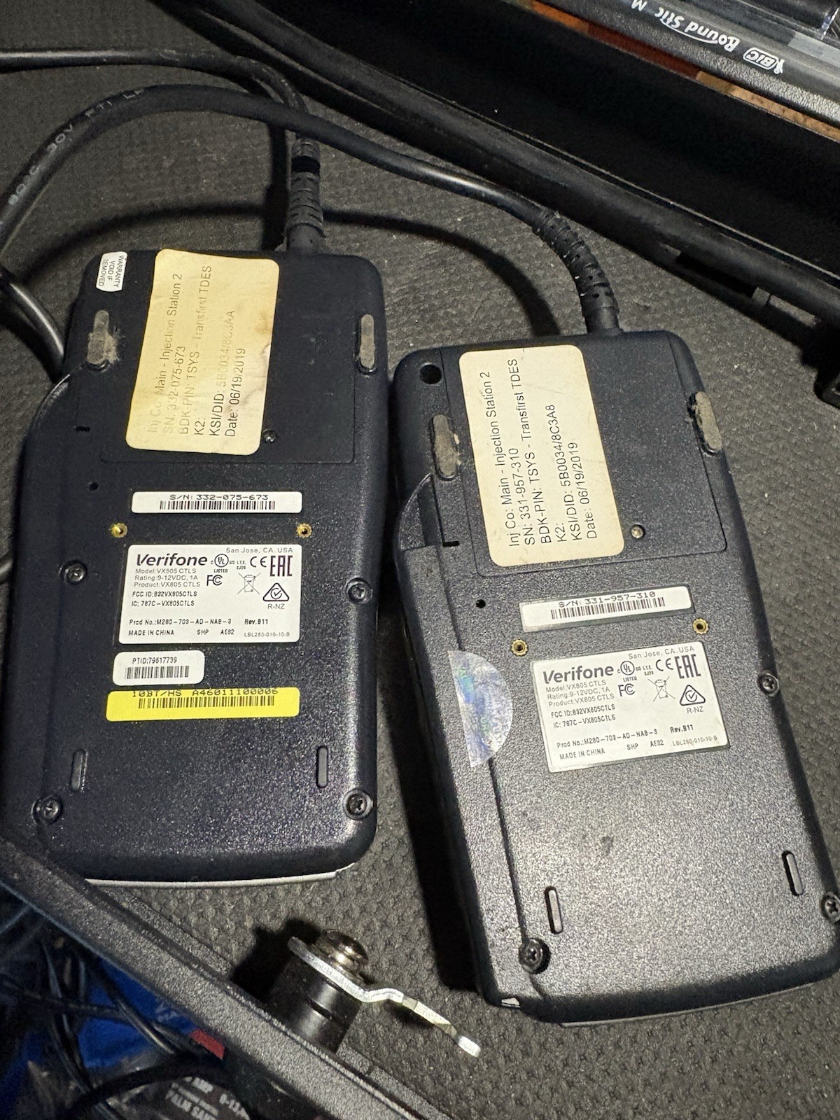 Lot of 3 Verifone VX 805 Credit Card Terminals – Power On – Password Locked