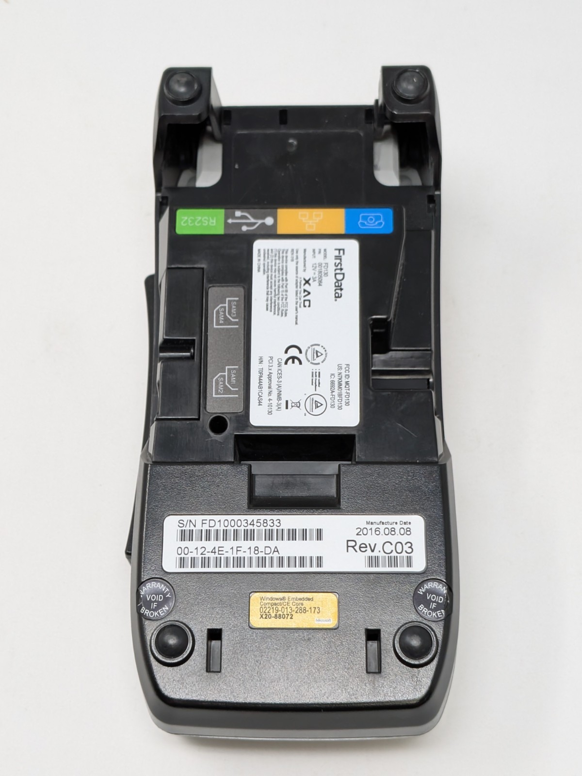 First Data FD130 Credit Card Terminal – AS-IS – Powers On