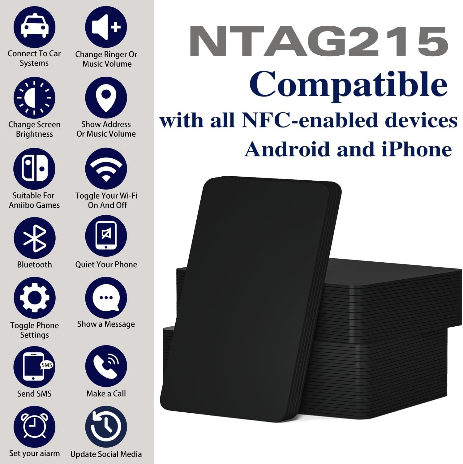 10pcs NFC Tags NTAG215 NFC Cards NFC Business Card Black NFC Card Programmabl…