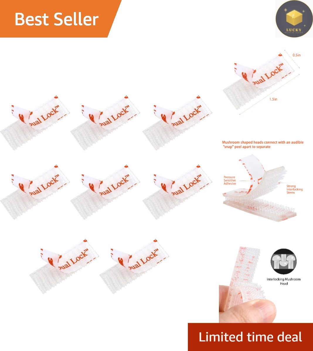 Secure 8-Piece Dual Lock Tape Strips for E-Z Pass/I-Pass Toll Tags – Indoor Use
