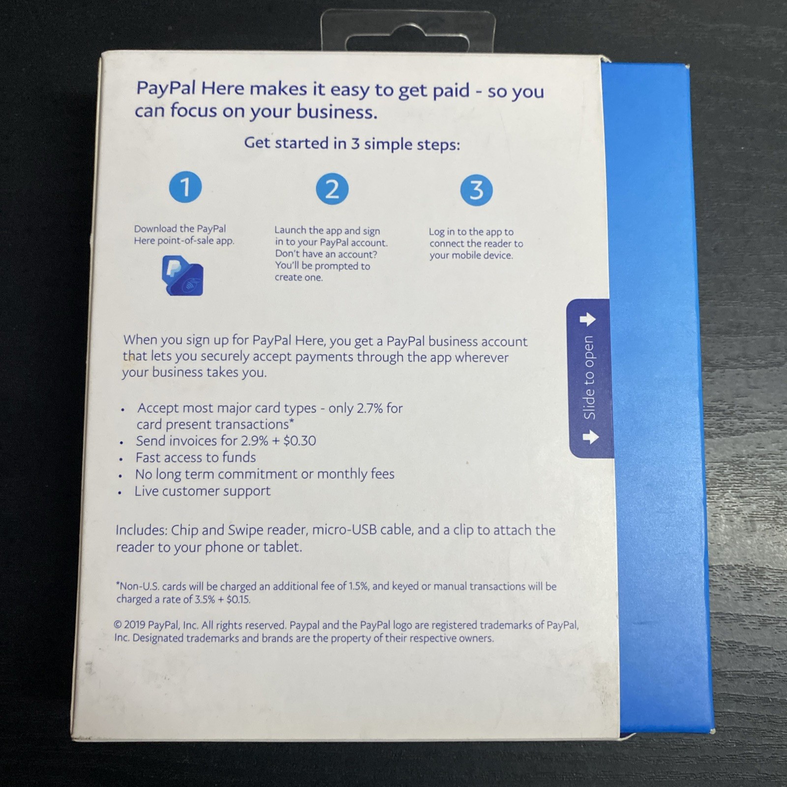 PayPal HERE Chip and Swipe Reader Mobile Credit Debit Card Processor Black