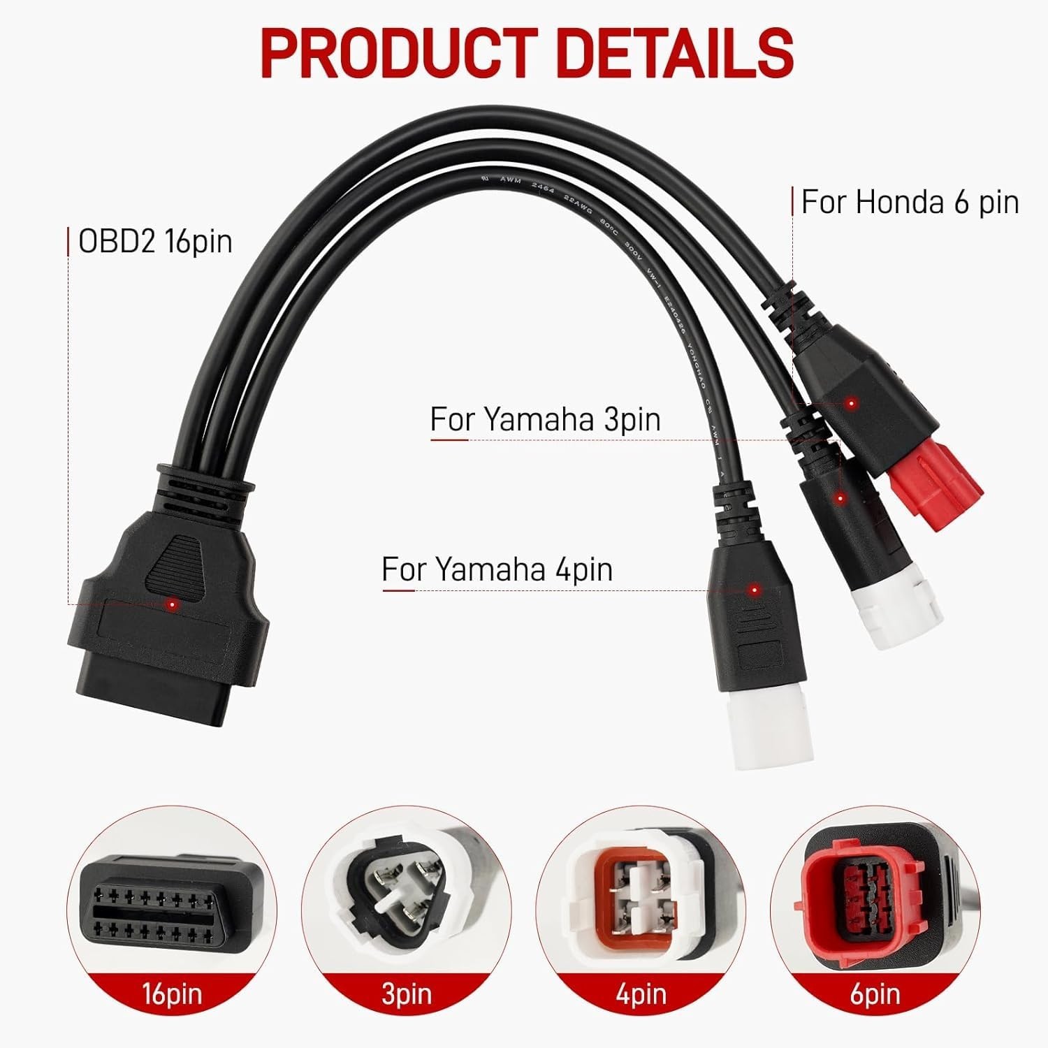 3 Pin 4 Pin 6 Pin OBD2 Adapter Cable for Yamaha Euro5 3Pin 4Pin 6Pin Motorcyc…