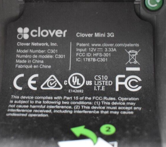 Lot of 2 Clover Mini POS System C300 Wi-Fi+ C301 3G+ 1x USB-C Triangle Hub *READ