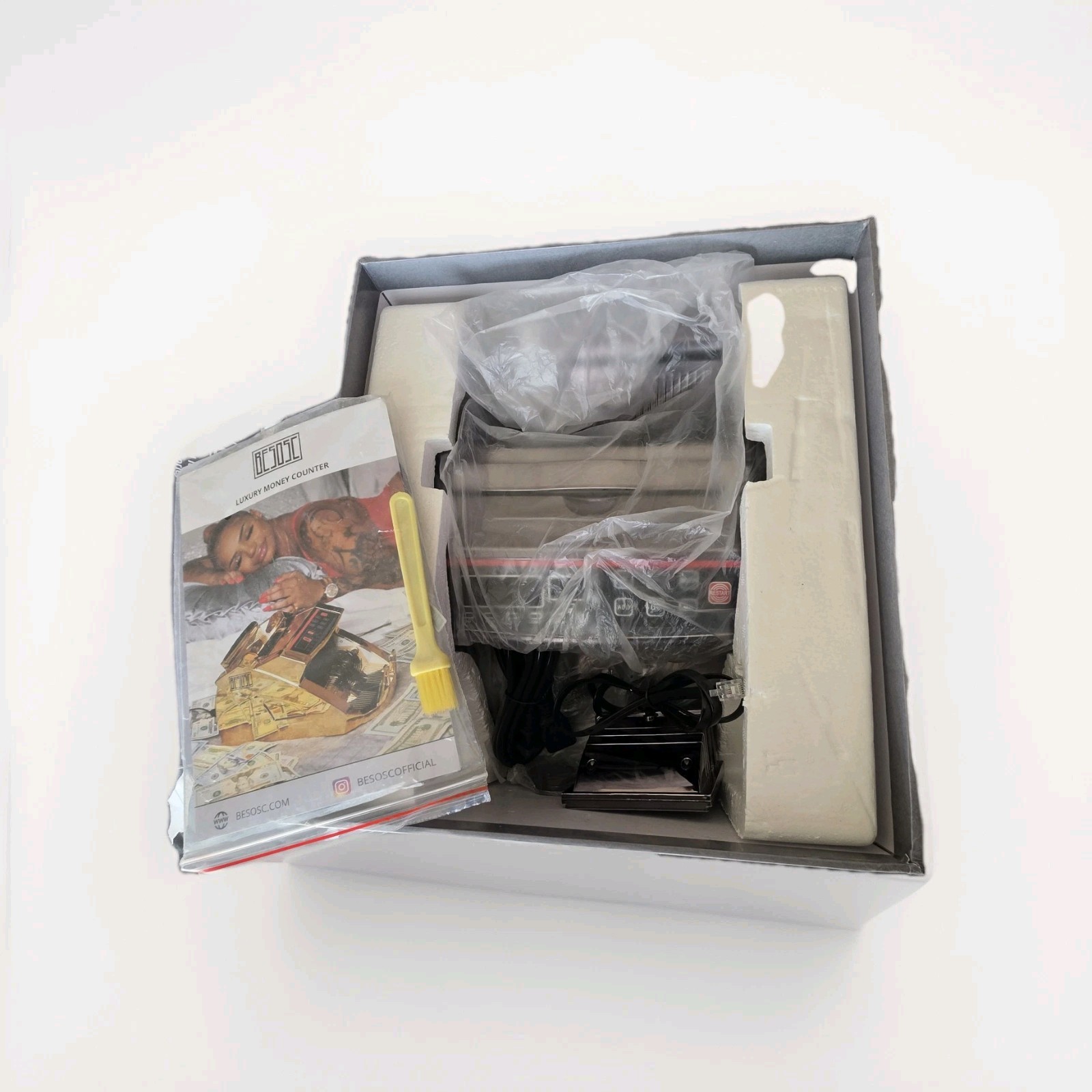 BESOSC Money Counter Bill Count UV/MG Counterfeit Detect 80W NIB Silver *SEALED*