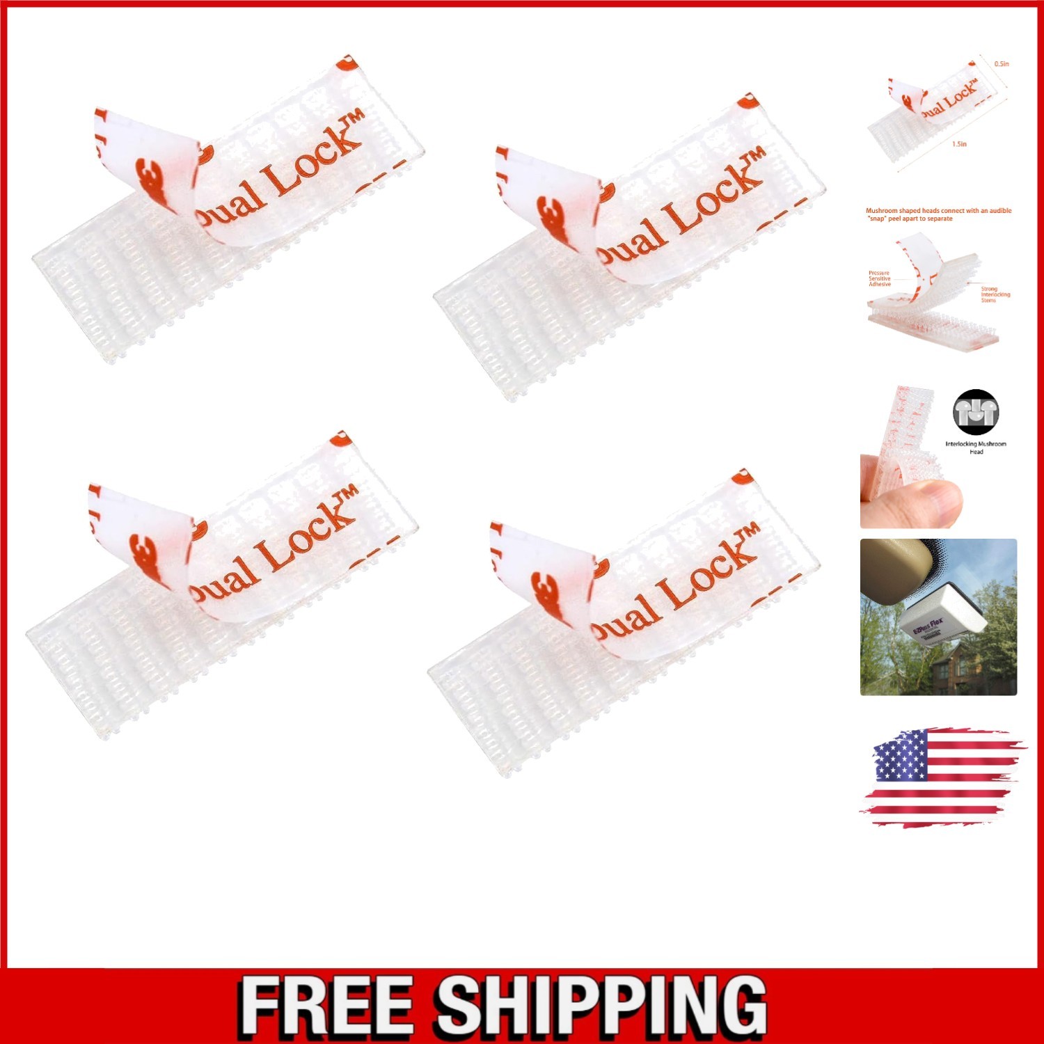 4-Piece EZ Pass Mounting Kit with Heat and Water Resistant Dual Lock Tape