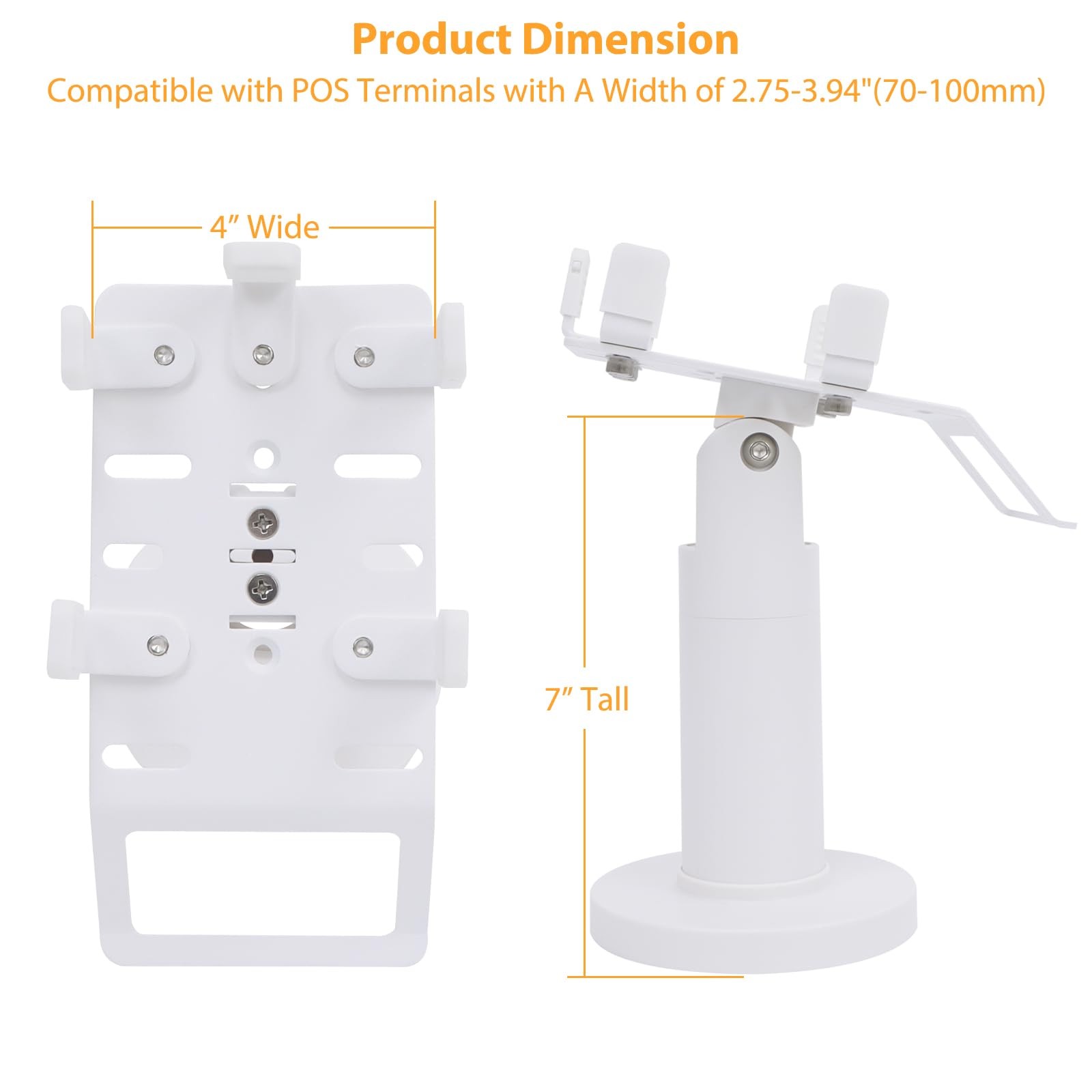 Universal Square POS Machine Terminal Stand, White