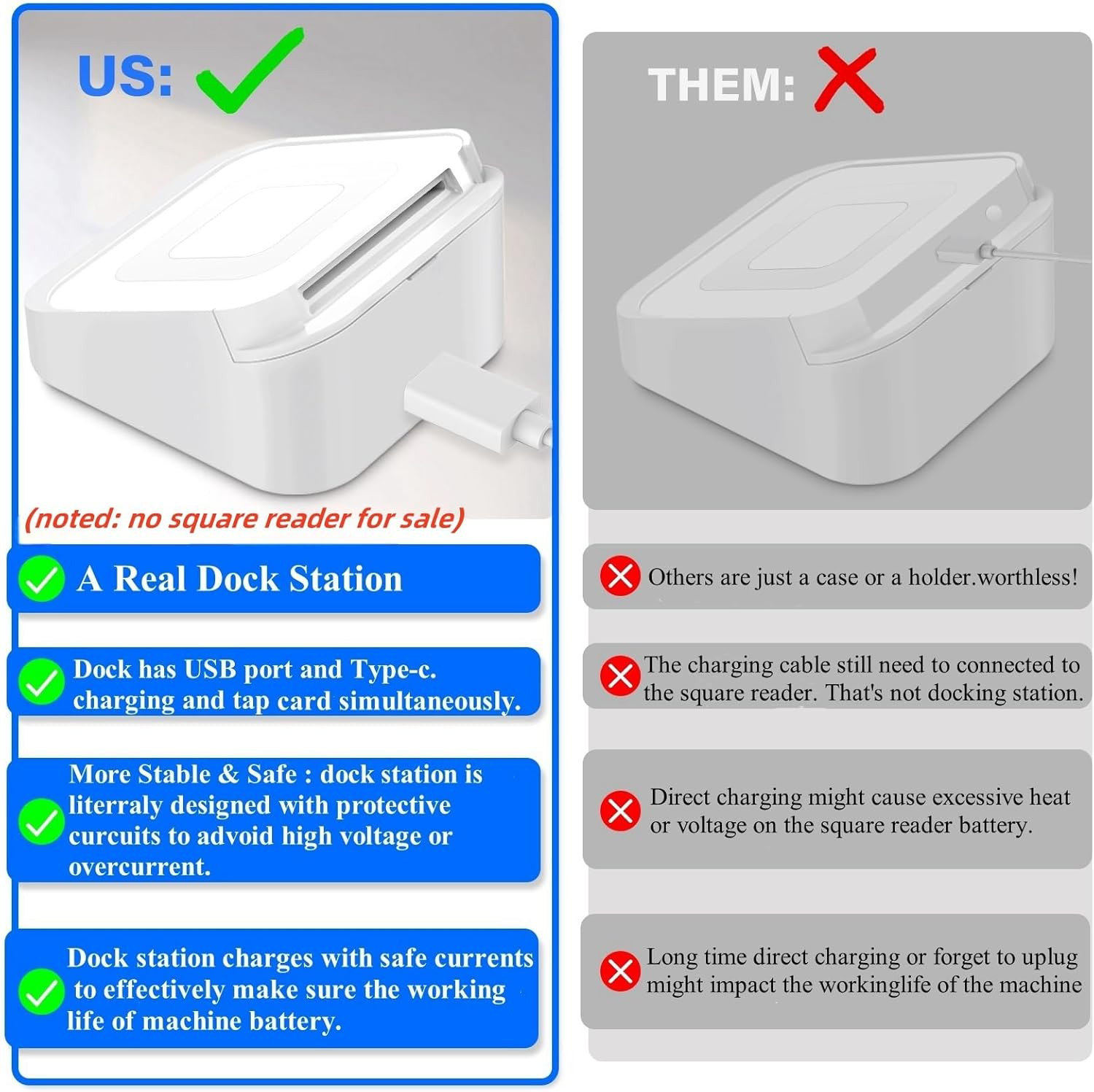 Square Dock for Square Reader 2Nd Generation, Holder Stand for Square Card Reade