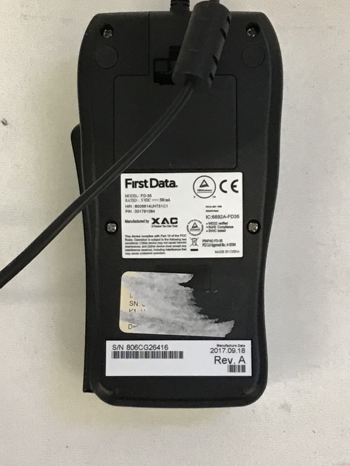 First Data FD-35 Pin Pad Credit Card Reader