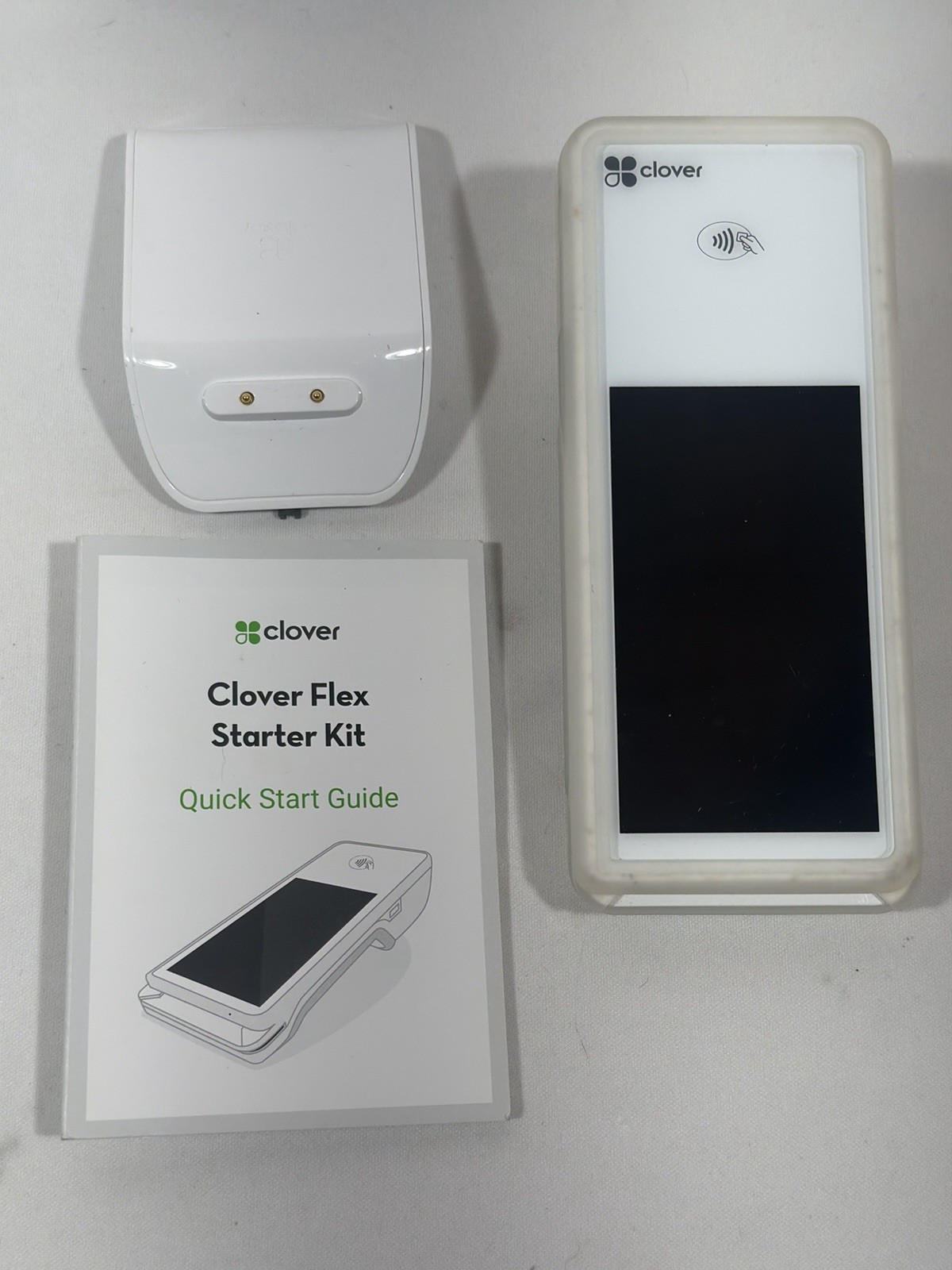 Clover Flex POS System Terminal Cradle Card Reader Untested As Is 75 Characters
