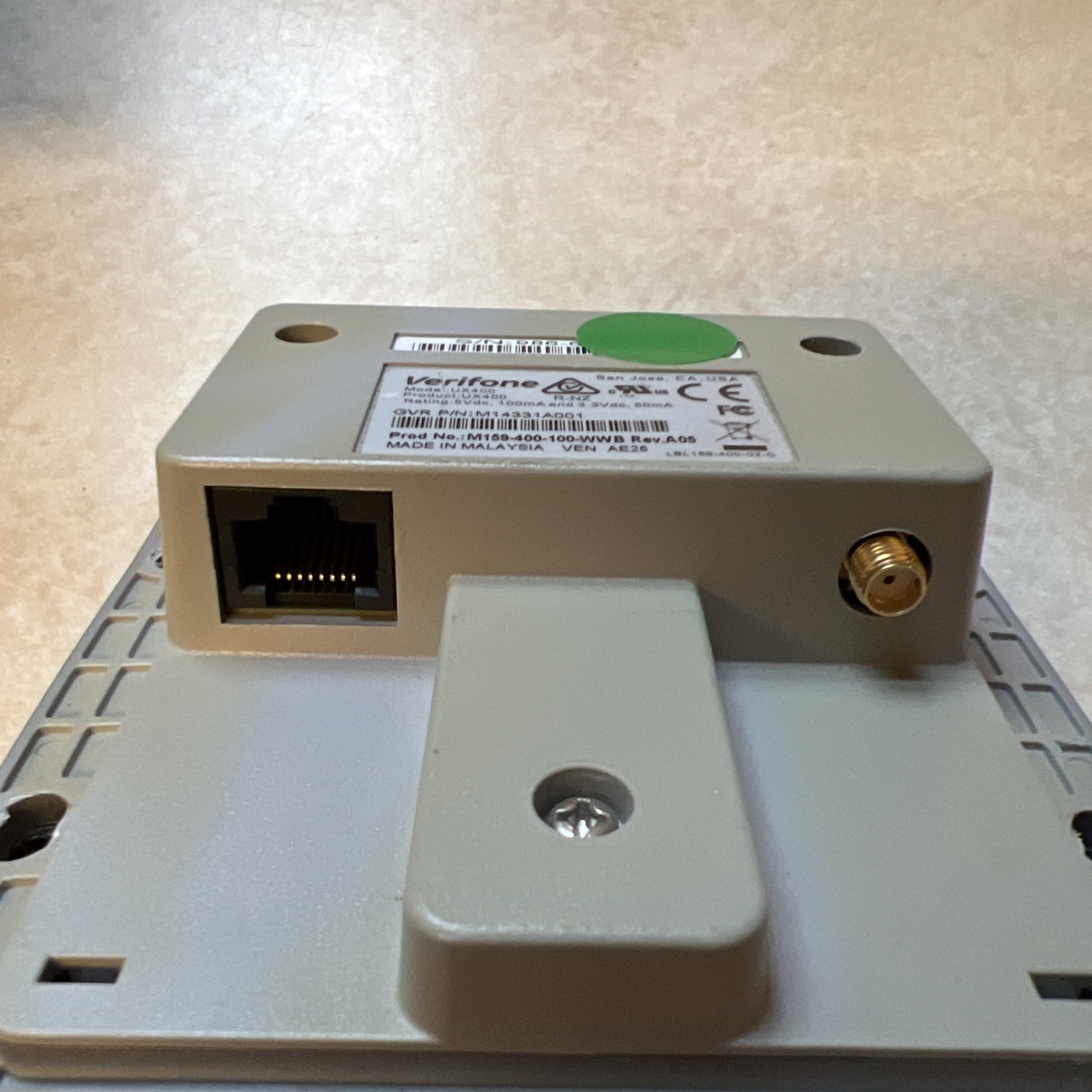 Verifone Contactless Tap Card Reader UX400 M159-400-100-WWB Rev A05 UNTESTED