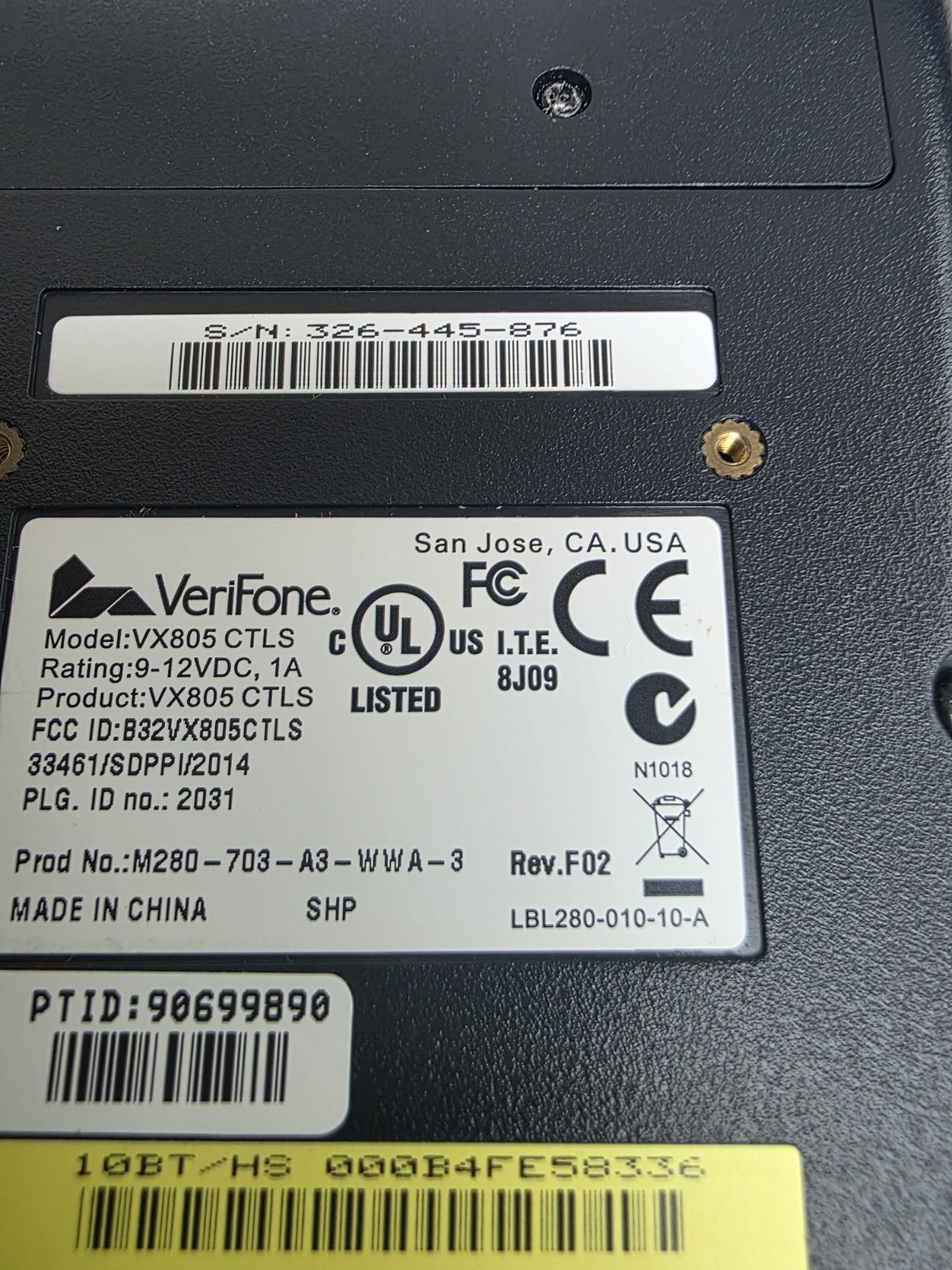 Verifone VX805 CTLS Credit Card Reader w/Pin Pad