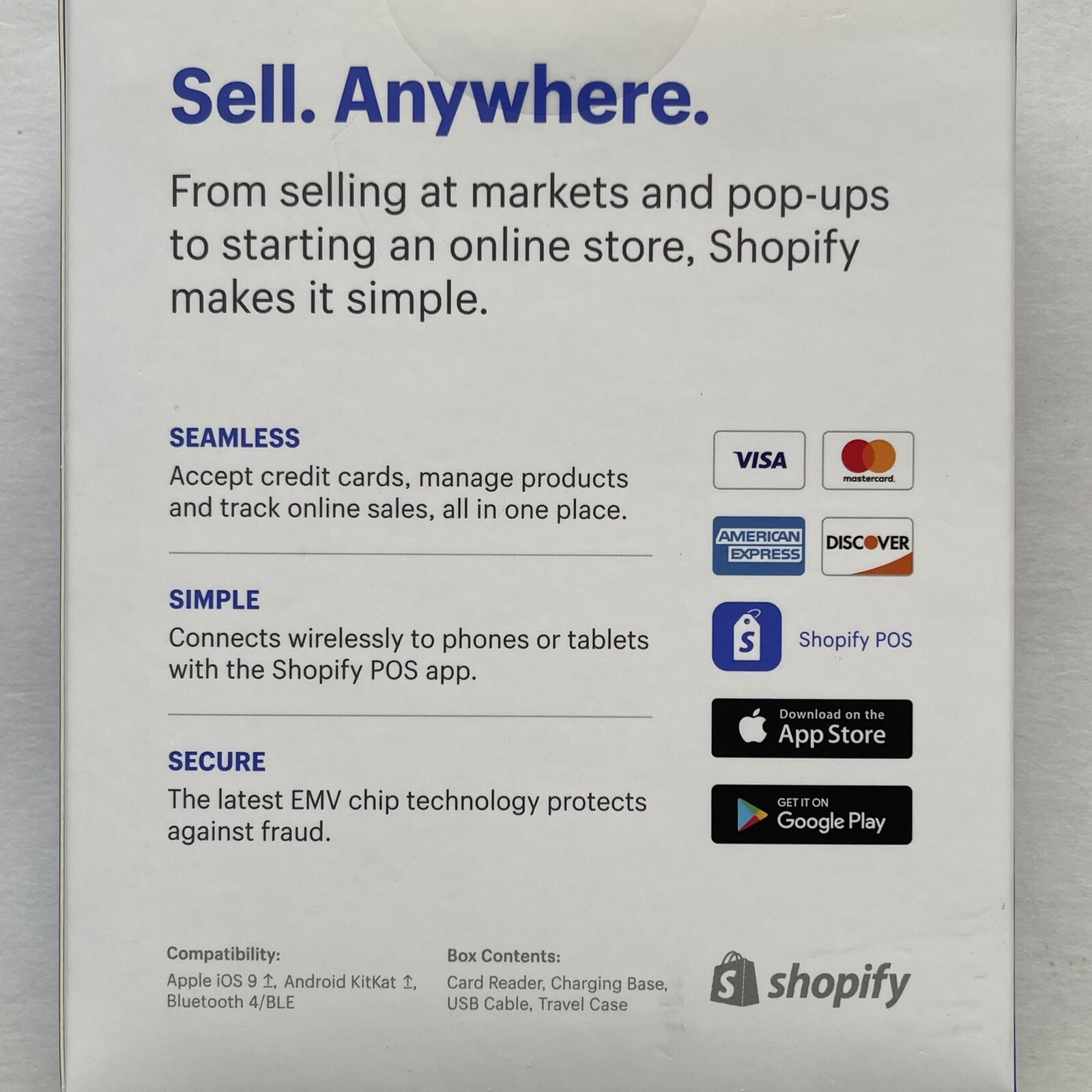 Shopify Chip & Swipe Reader – Wireless Accept Credit Cards- Never used with Box